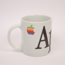 Vintage 1980 Apple Computer Coffee Mug, Rainbow Apple Logo & Wrap Around Letters