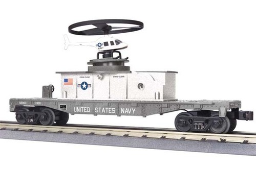 Coche plano MTH RailKing 30-79077 Marina de los Estados Unidos con helicóptero operativo nuevo en caja | Zustand: New