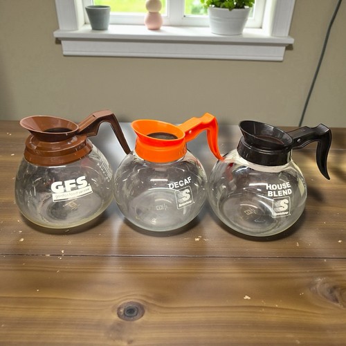 Coffee Pot/Decanter Blk/Org 64oz Commercial Lot of 3 Coffee Pots