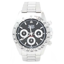 Elgin FK1059S-B Men's Silver Chronograph Diver's Watch