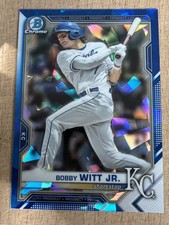 Bobby Witt Jr 2021 Bowmans Chrome Draft-Blue Cracked Ice Refractor 🧲-Royals🔥🔥