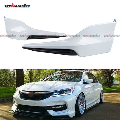 Fits 16-17 Honda Accord Sedan 4Door HFP Style White Front Bumper Lip Apron 2Pcs