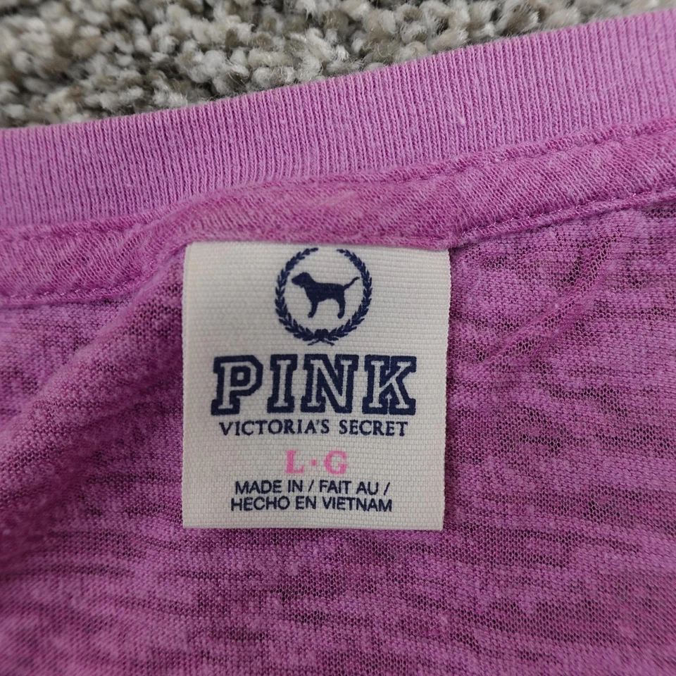 Camisa ROSA Victoria's Secret para mujer L gris púrpura manga corta logotipo Preppy Y2K Foto 4 de 4