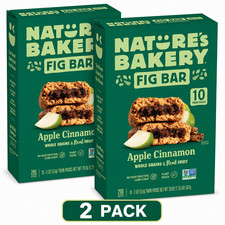  2 Pack Nature's Bakery Apple Cinnamon Fig Bars, 2oz Twin packs 10 Ct, Total 20