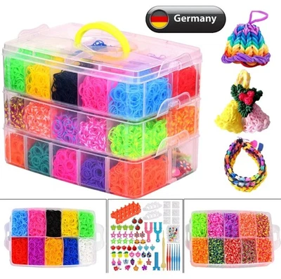 MARKENLOS Loom Bands XXL 15000 Gummibänder Starter Set Kit Bandz Webhaken Webrahmen DHL