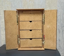 Thomas Pacconi Classics Burl Wood Watch/Jewelry Armoire Chest Cabinet w/ Drawers