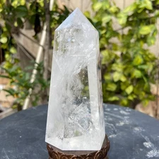325G  Natural White crystal obelisk Crystal energy column Reiki healing
