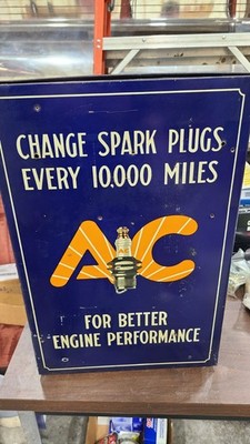 Very Early Vintage AC Spark Plug Cabinet. Counter Top Or Wall Mount W/plugs