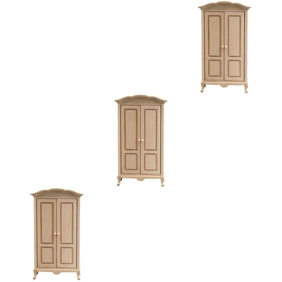 3pcs Miniaturgarderobe Mini House Closet Holzgarderobe Mini House Schmuck - Bild 2 von 4