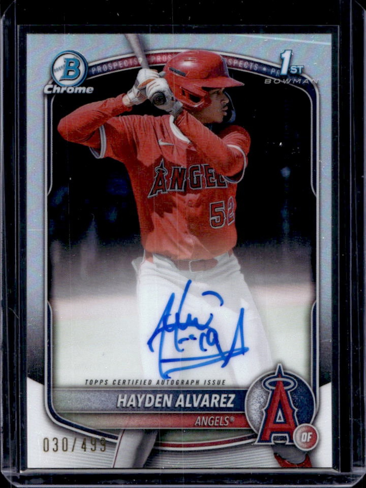 2025 Bowman Hayden Alvarez Chrome Auto Refractor 1st Prospect #30/499 Angels