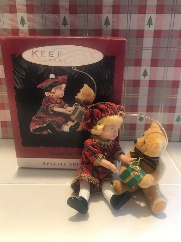 HALLMARK LUCINDA AND TEDDY BEAR 1994 CHRISTMAS KEEPSAKE ORNAMENTS
