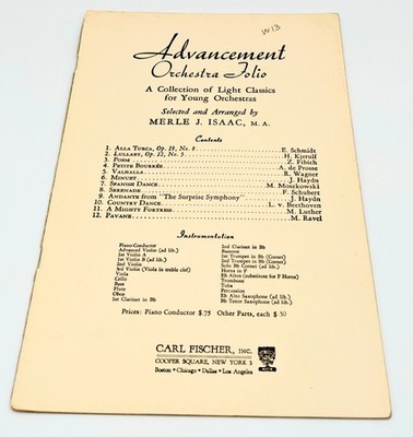 Advancement Orchestra Folio Merle J. Isaac Carl Fischer Sheet Music Booklet