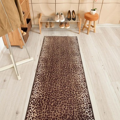 Leopard Hallway Runner Rug 31'' Wide Choose Lengths Up To 42 Feet Extra Long