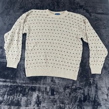 Towncraft Sweater Mens XL Beige Vintage Textured Knit Cotton Blend Made in USA