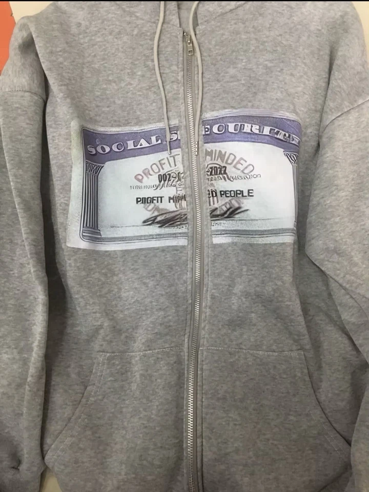 💸 PM Social Security Zip-Up Hoodie 💼 - Photo 4/4