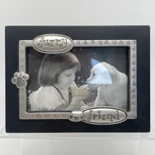 Fetco Home Decor Pewter Color Black Picture Frame Furry  Friend Pet 4"x6" Photo