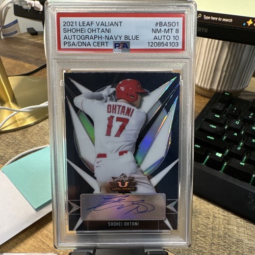 Leaf 2021 Valiant Shohei Ohtani Auto Navy Blue 7/7 Bookend #BA-SO1 PSA 8 Auto 10