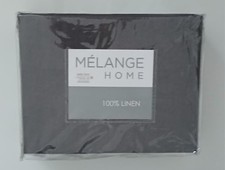 New Melange Home Prewashed 100 Linen Self-Hem Dark Gray Full Size Sheet Set