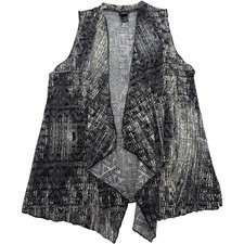 rue21 Women’s Black White Sleeveless Open Front Drape Vest Cardigan Size Large