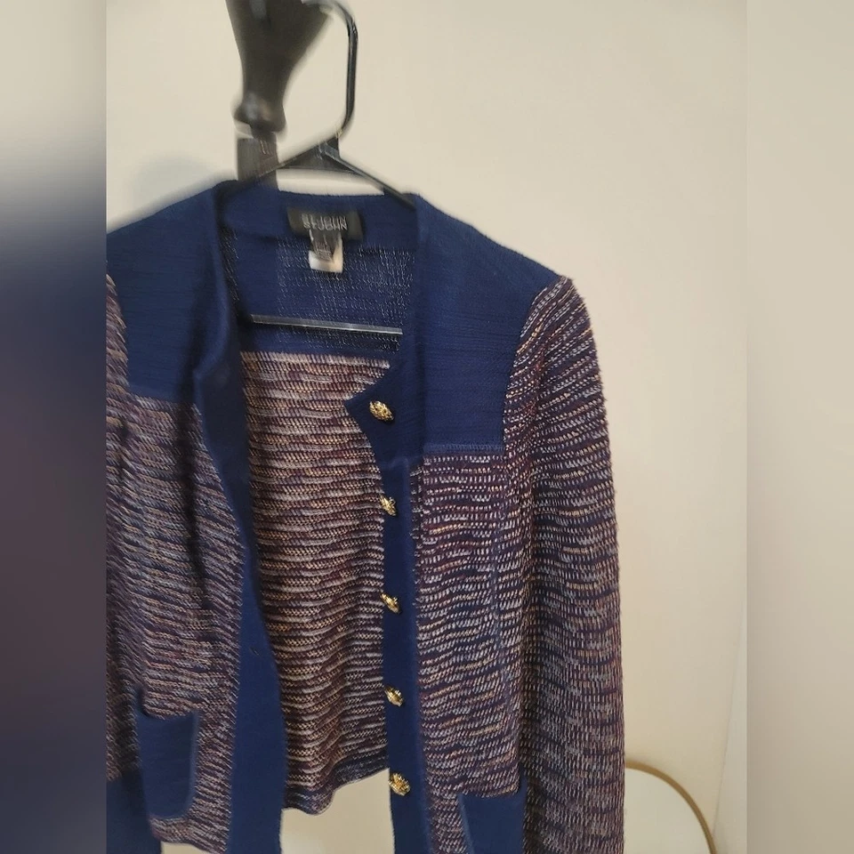 Blazer St. John tejido azul marino y granate talla 2 Foto 2 de 4