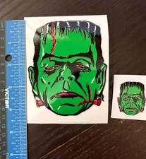 Vintage design Frankenstein  head Glossy Raised long lasting UV DTF Sticker