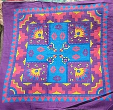 M16 Vintage 90  s Purple Colorful Tribal Western Cowboy Bandana