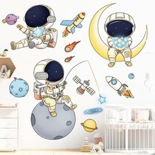 Astronaut Wall Stickers Space Decor Murals  Decals Space Theme Bedroom Class...