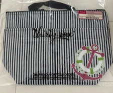 Thirty One Thermal Tote Navy Pinstripe 354a Anchor Beach Insulated Food Lunch
