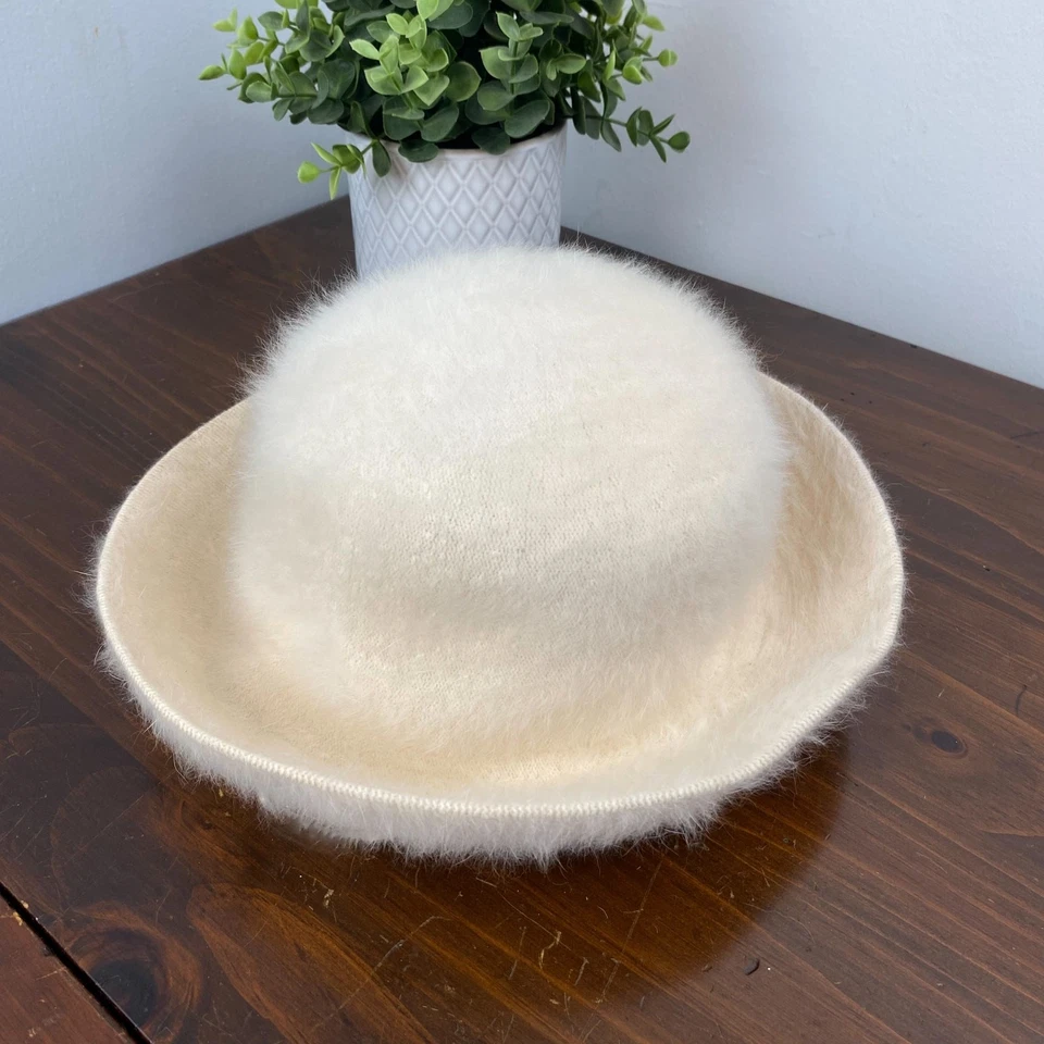 Vintage 80s Kangol Angora Ivory Fuzzy Charlene Furgora Hat - Image 2 of 4