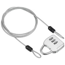 3 Digit Combination Padlock Steel Security Cable 3Ft Travel Chain Lock Silver