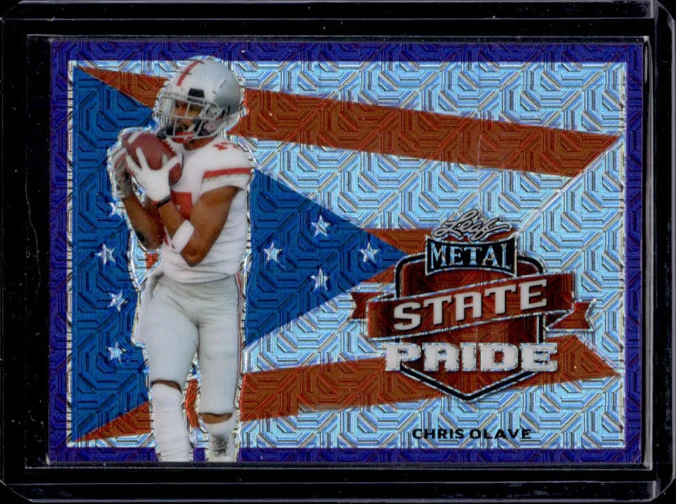 Chris Olave Leaf Draft Metal State Pride #SPCO1 Blue Mojo