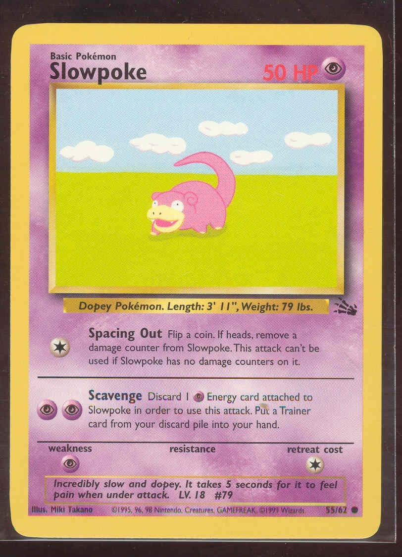 Pokemon SLOWPOKE 55/62 Fossil - - NEAR MINT/MINT
