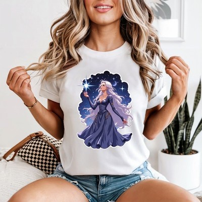 Anime Celestial Goddess Starry Night Damen T-Shirt Celestial Anime Geschenk für Sie