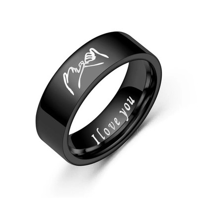 Titanium Steel Couple Rings Set Geometric Band Design For Him And Her Promise