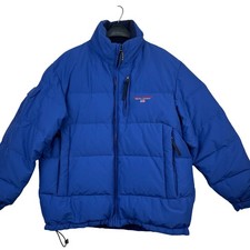 VTG 90s Polo Sport Ralph Lauren Mens L Down Puffer Jacket Hooded Full Zip Blue