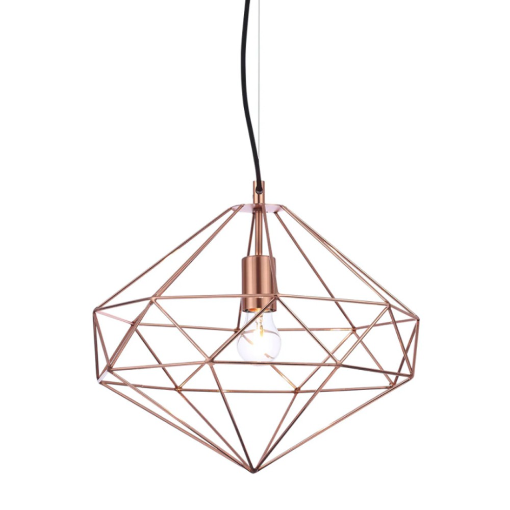 Litecraft Ceiling Pendant Wire Metal Frame Shaded 1 Light - Copper Clearance