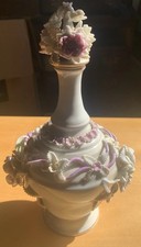 Vintage Raised Floral 9  Porcelain Decanter P...