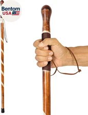 Wooden Walking Stick - Willow Cane for Seniors Hiking & Balance - Heavy Duty Car