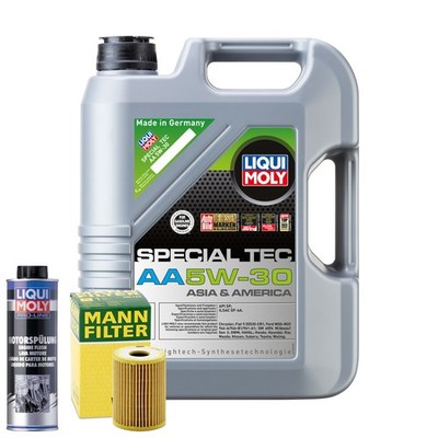 Motoröl 5W30 LIQUI MOLY Special Tec Aa 5L +MANN Ölfilter +Spülung