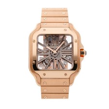 Cartier Santos de Cartier Manual Skeleton Rose Gold 39mm Watch Bracelet WHSA0016