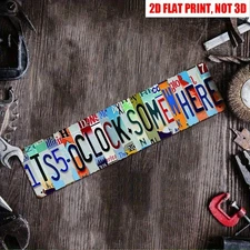 Vintage License Plate Art Tin Sign It's 5 O'Clock Somewhere Decor Bar/Man Cave