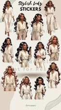 Confident Stylish Woman Planner Sticker|Cream Linen Look | Urban Chic Aesthetic