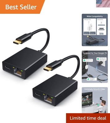 2-Pack USB C RJ45 Ethernet Adapter for Chromecast - Quick and Reliable Streaming
