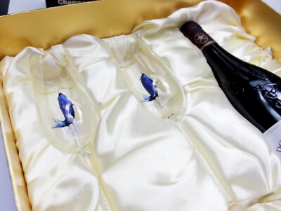Two Dolphin Champagne Flutes  Embellished w Swarovski  Crystals in the Stem in a