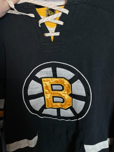 Boston Bruins Training Jacket Long Sleeve With Hood NHL Hockey Reebok Men SZ M - Afbeelding 2 van 12