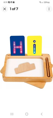 BLUE GINKGO Sand Tracing Tray - Wooden Montessori Sand Tray with Lid for Writing - Picture 2 of 2