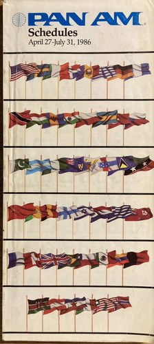 PAN AM AIRWAYS SUMMER 1986 TIMETABLE ROUTE MAP SEAT CHART B747