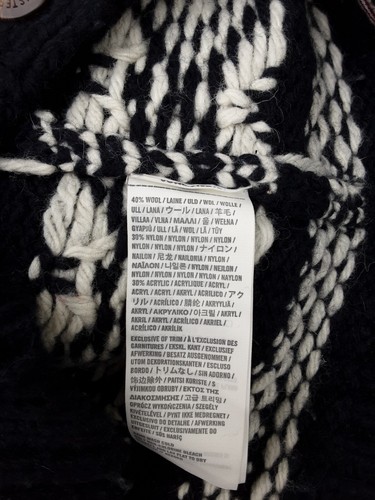 Hollister Blue White Fair Isle Chunky Wool Blend Cropped Hooded Cardigan S - Picture 4 of 5