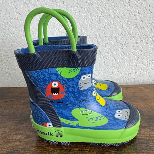 Kamik Rain Boots Boys Children's Waterproof Friendly Monsters Ghost Pull Up - Picture 5 of 10