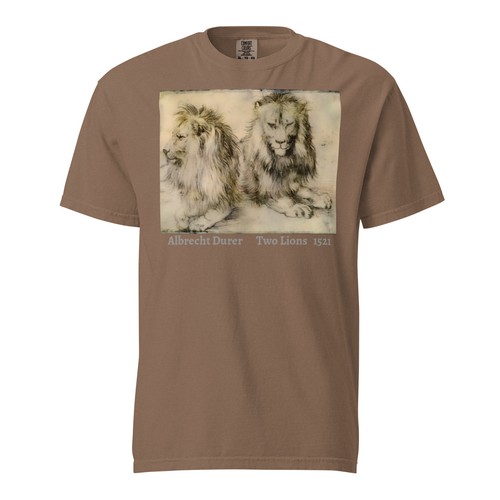 Albrecht Durer Two Lions T-Shirt | Unisex Heavyweight, Garment-Dyed Tee - Picture 12 of 13